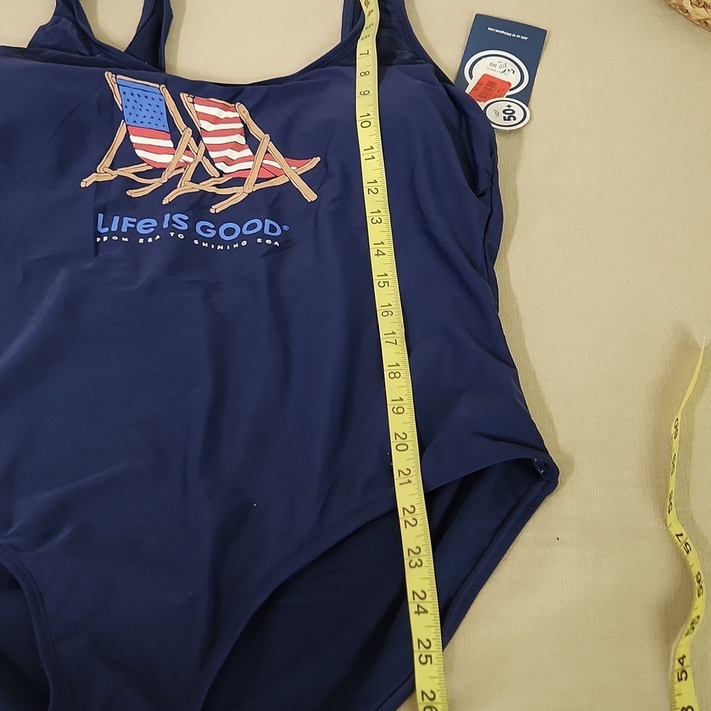 Navy Blue Life is Good One Piece Tank Swimsuit NWT Size XL - Picture 8 of 9